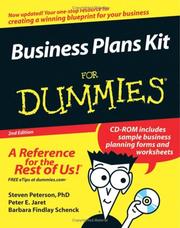 Cover of: Business Plans Kit For Dummies (For Dummies (Business & Personal Finance)) by Steven D., PhD Peterson, Peter E. Jaret, Barbara Findlay Schenck