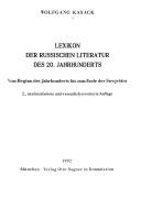 Cover of: Lexikon der russischen Literatur des 20. Jahrhunderts by Wolfgang Kasack