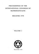 Cover of: Proceedings of the International Congress of Mathematicians, 1978, Helsinki by Lehto