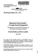 Resource-led growth - a long-term perspective by Ronald Findlay