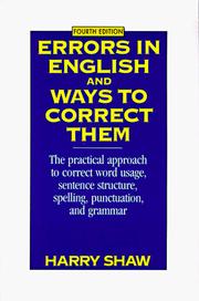 Cover of: Errors in English and ways to correct them by Harry Shaw