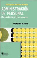 Cover of: Administracion De Personal I by Agustin Reyes