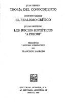 Cover of: Teoria Del Conocimiento. El Realismo Critico. by Juan Hessen y Augusto Messer