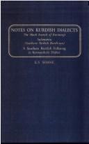 Cover of: Notes on Kurdish Dialects by E.S. Soane
