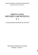 Cover of: Miscellanea historico-archivistica