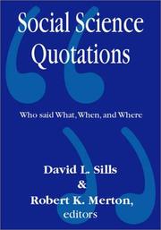 Cover of: Social Science Quotations: Who Said What, When, and Where