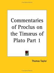 Cover of: Commentaries of Proclus on the Timæus of Plato, Part 1 by Thomas Taylor