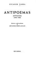 Cover of: Anti-poemas: antologia (1944-1969)