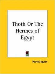 Cover of: Thoth or The Hermes of Egypt