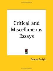 Cover of: Critical and Miscellaneous Essays by Thomas Carlyle