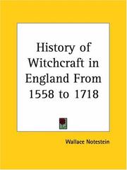 Cover of: History of Witchcraft in England From 1558 to 1718 | Wallace Notestein