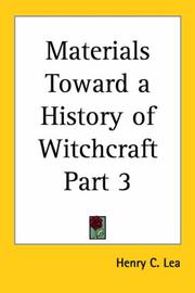 Cover of: Materials Toward a History of Witchcraft, Part 3 by Henry Charles Lea