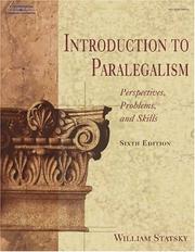 Cover of: Introduction to Paralegalism by William P. Statsky