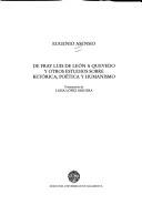 Cover of: De Fray Luis De Leon a Quevedo Y Otros Estudios Sobre Retorica, Poetica Y Humanismo by Eugenio Asensio