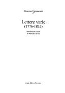 Cover of: Lettere Varie (1776-1832)
