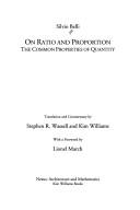 Cover of: On ratio and proportion: the common properties of quantity