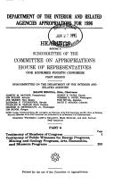 Cover of: Department of the Interior and related agencies appropriations for 1996 by United States. Congress. House. Committee on Appropriations. Subcommittee on the Department of the Interior and Related Agencies.