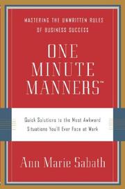 Cover of: One Minute Manners by Ann Marie Sabath