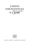 Cover of: A mania for sentences