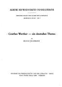 Cover of: Goethes Werther: ein deutsches Thema