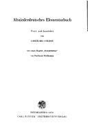 Altniederdeutsches Elementarbuch by Cordes, Gerhard