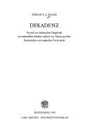 Cover of: Dekadenz: Versuch zur asthetischen Negativitat im industriellen Zeitalter anhand von Texten aus dem franzosischen und englischen fin de siècle