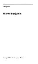 Cover of: Walter Benjamin by Uwe Steiner