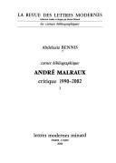 Cover of: André Malraux: critique 1990-2002