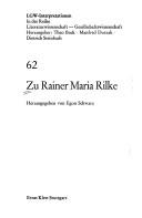 Cover of: Zu Rainer Maria Rilke