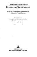 Cover of: Deutsche Exilliteratur, Literatur der Nachkriegszeit: Akten des III.  Exilliteratur-Symposiums der University of South Carolina