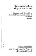 Cover of: Bestandsaufnahme Gegenwartsliteratur: Bundesrepublik Deutschland, Deutsche Demokratische Republik, Österreich, Schweiz
