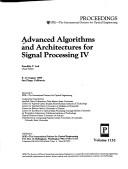 Cover of: Advanced algorithms and architectures for signal processing IV: 8-10 August 1989, San Diego, California