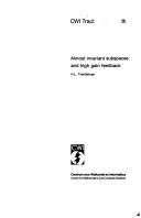 Cover of: Almost invariant subspaces and high gain feedback