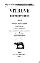Cover of: De l'architecture, livre X