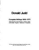 Cover of: Complete writings, 1959-1975 by Donald Judd
