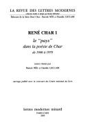 Cover of: Le " pays" dans la poésie de Char de 1946 à 1970
