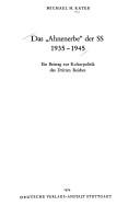 Cover of: Das " Ahnenerbe" der SS 1935-1945: ein Beitrag zur Kulturpolitik des Dritten Reiches