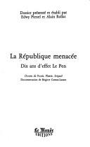 La République menacée by Edwy Plenel