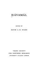 Cover of: Hávamál by edited by David A.H. Evans.