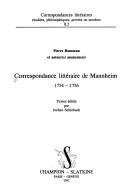 Cover of: Correspondance littéraire de Mannheim, 1754-1756