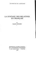 Cover of: La syntaxe des relatives en français