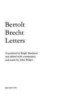 Cover of: Bertolt Brecht: letters