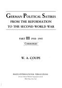 German political satires from the Reformation to the Second World War by W. A. Coupe
