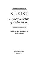 Cover of: Kleist by Joachim Maass