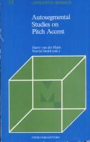 Cover of: Autosegmental studies on pitch accent