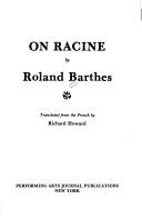 Cover of: On Racine by Roland Barthes