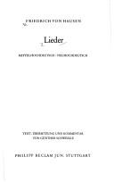 Cover of: Lieder: Mittelhochdeutsch, Neuhochdeutsch