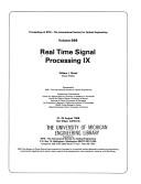 Cover of: Real time signal processing IX: 21-22 August 1986, San Diego, California