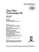 Cover of: Thin film technologies III: ECO1 22-23 September 1988, Hamburg, Federal Republic of Germany