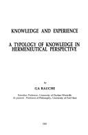 Cover of: Knowledge and experience: a typology of knowledge in hermeneutical perspective